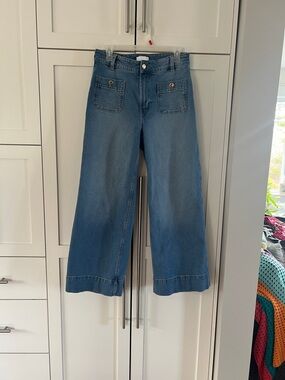 H&M Blue Wide-Leg High-Rise Jeans